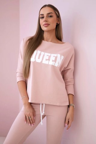 Komplet z nadrukiem Queen ciemny pudrowy róż uniwersalny
