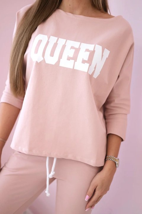 Komplet z nadrukiem Queen ciemny pudrowy róż uniwersalny