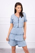 Sukienka jeansowa ze stretchem z dekoltem na suwak S/M-L/XL S/M-L/XL