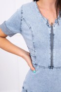 Sukienka jeansowa ze stretchem z dekoltem na suwak S/M-L/XL S/M-L/XL