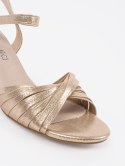 Złote eleganckie sandały na niskim słupku - 37