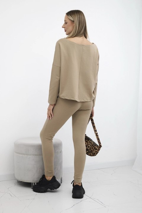 Komplet z bluzką oversize camelowy uniwersalny
