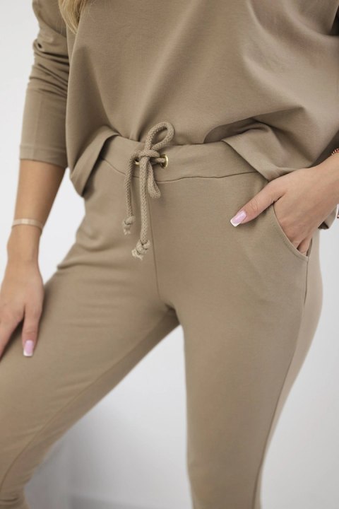 Komplet z bluzką oversize camelowy uniwersalny