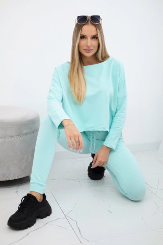 Komplet z bluzką oversize miętowy uniwersalny