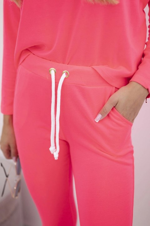 Komplet z bluzką oversize różowy neon uniwersalny