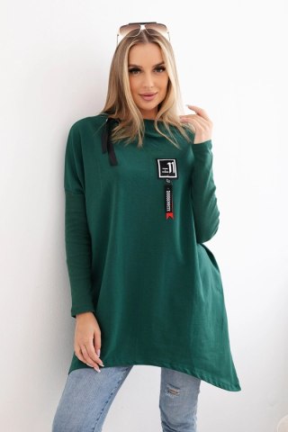 Bluza oversize z asymetrycznymi bokami ciemno zielona uniwersalny