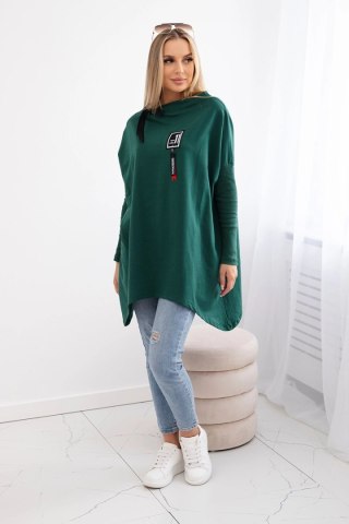 Bluza oversize z asymetrycznymi bokami ciemno zielona uniwersalny