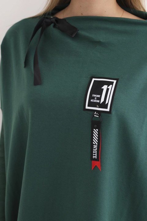 Bluza oversize z asymetrycznymi bokami ciemno zielona uniwersalny