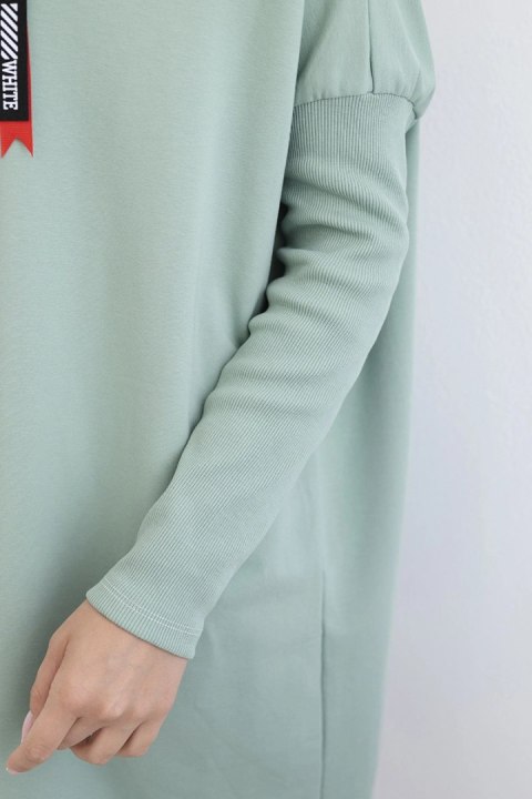 Bluza oversize z asymetrycznymi bokami ciemny miętowy uniwersalny