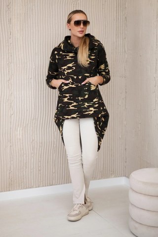 Bluza z długim tyłem moro khaki+brązowy uniwersalny