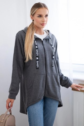 Bluza z dłuższym tyłem i kapturem grafitowa uniwersalny