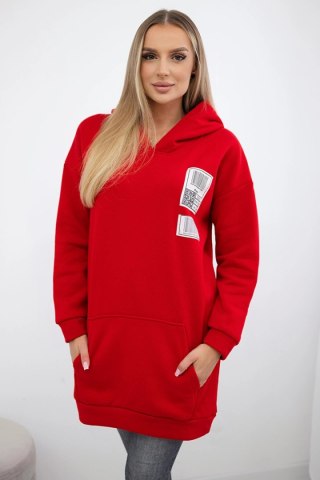Bluza z kapturem z naszywkami czerwona uniwersalny