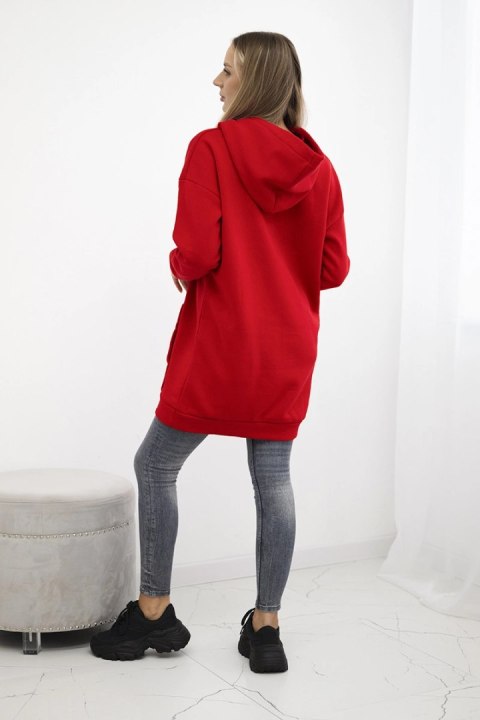 Bluza z kapturem z naszywkami czerwona uniwersalny