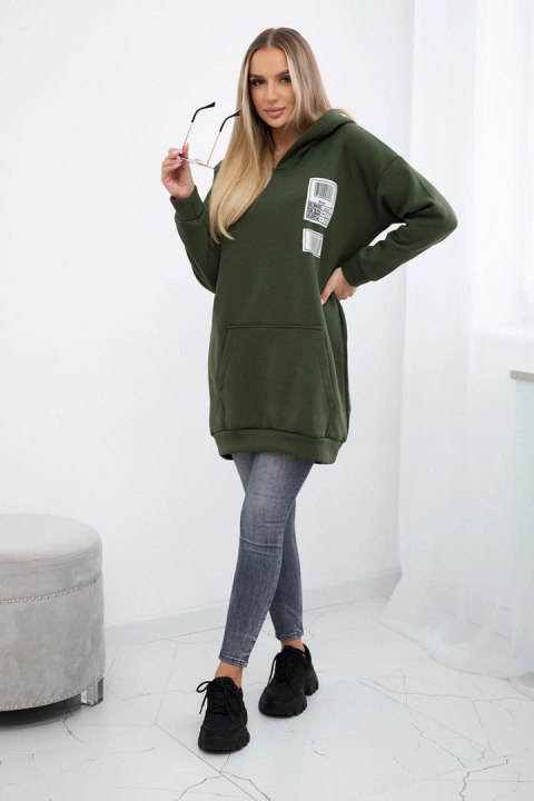 Bluza z kapturem z naszywkami khaki uniwersalny