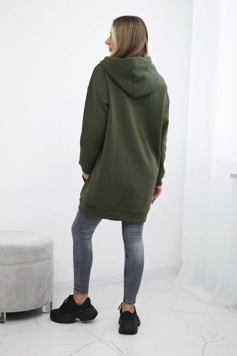 Bluza z kapturem z naszywkami khaki uniwersalny