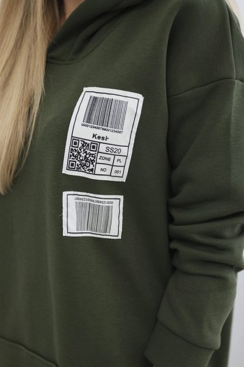 Bluza z kapturem z naszywkami khaki uniwersalny