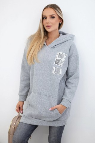 Bluza z kapturem z naszywkami szara uniwersalny