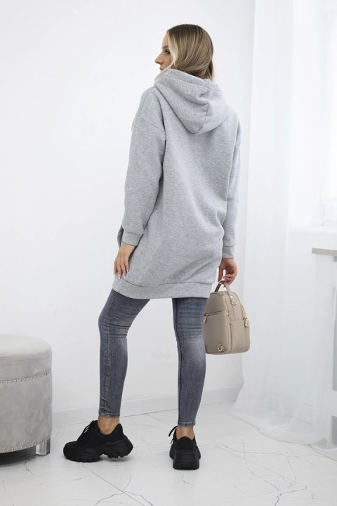 Bluza z kapturem z naszywkami szara uniwersalny