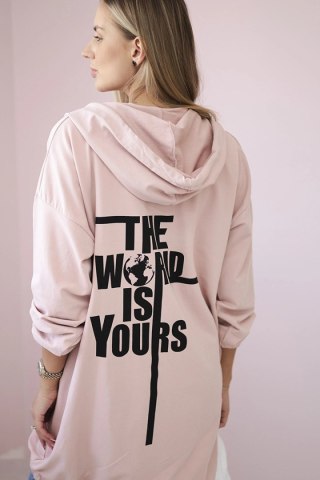 Bluza z nadrukiem "The world is yours" ciemny pudrowy róż uniwersalny