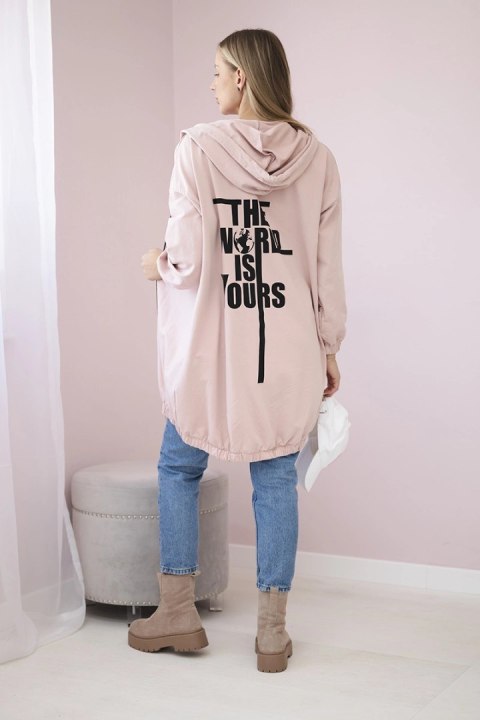 Bluza z nadrukiem "The world is yours" ciemny pudrowy róż uniwersalny
