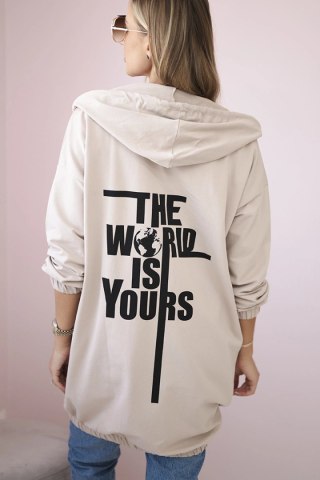 Bluza z nadrukiem "The world is yours" jasny beżowy uniwersalny
