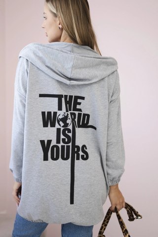 Bluza z nadrukiem "The world is yours" szara uniwersalny