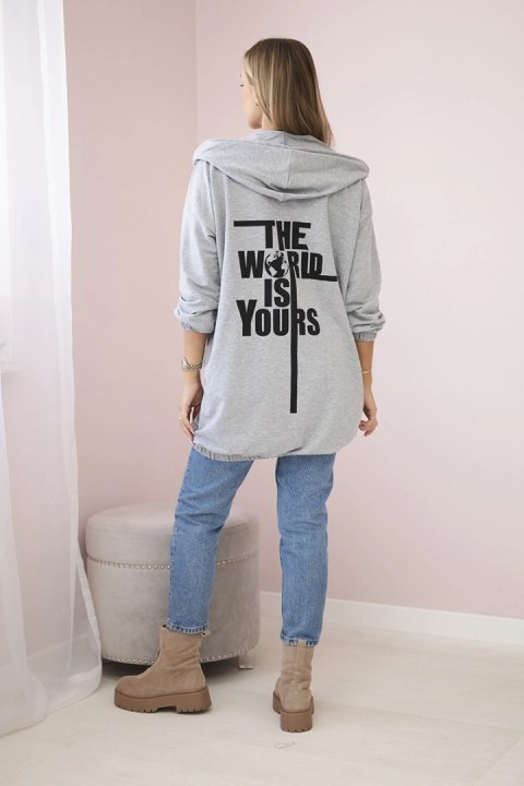 Bluza z nadrukiem "The world is yours" szara uniwersalny