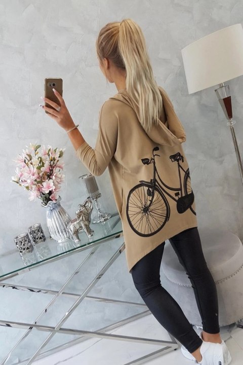 Bluza z nadrukiem roweru camelowa uniwersalny