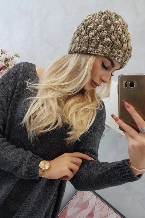 Czapka K156 khaki + ecru uniwersalny