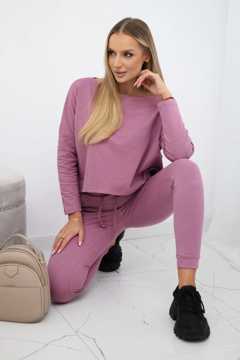 Komplet z bluzką oversize ciemny różowy uniwersalny