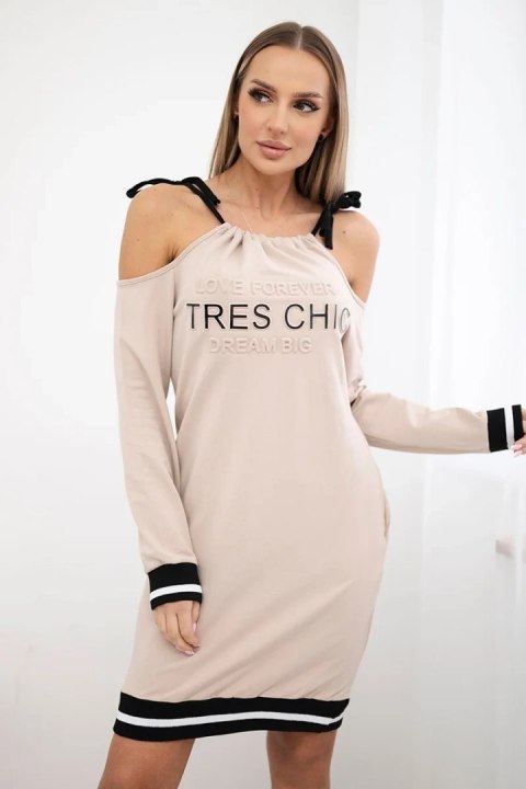Sukienka Tres Chic beżowy uniwersalny