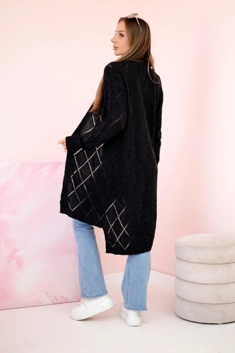 Sweter z geometrycznym wzorem grafitowy uniwersalny