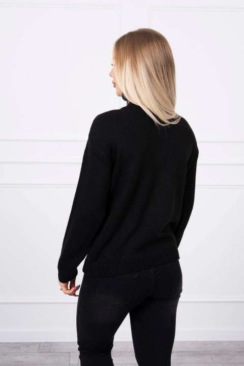 Sweter z wywijanym golfem czarny uniwersalny