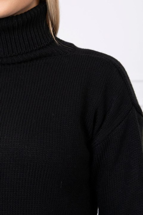 Sweter z wywijanym golfem czarny uniwersalny