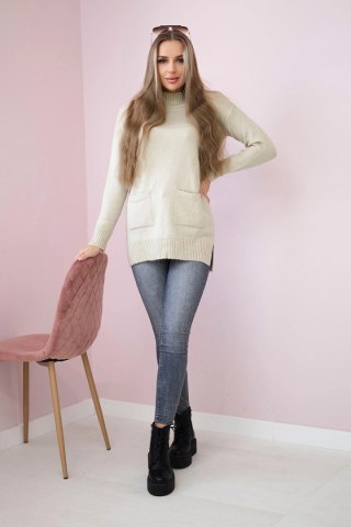 Sweter ze stójką beżowy uniwersalny