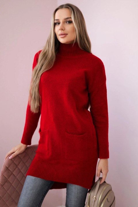 Sweter ze stójką czerwony uniwersalny