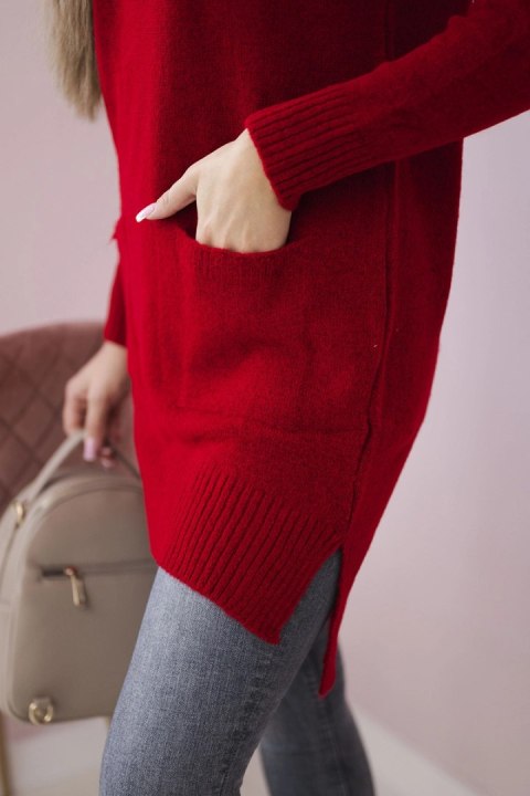 Sweter ze stójką czerwony uniwersalny
