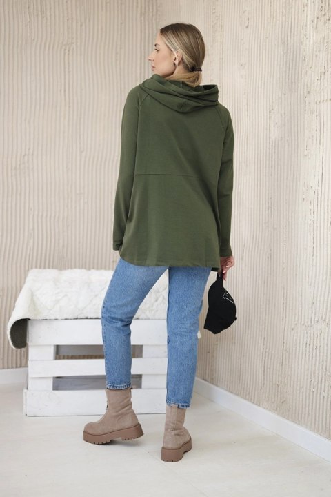 Tunika z suwakiem na kapturze Oversize khaki uniwersalny