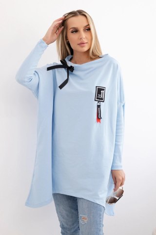 Bluza oversize z asymetrycznymi bokami błękitna uniwersalny