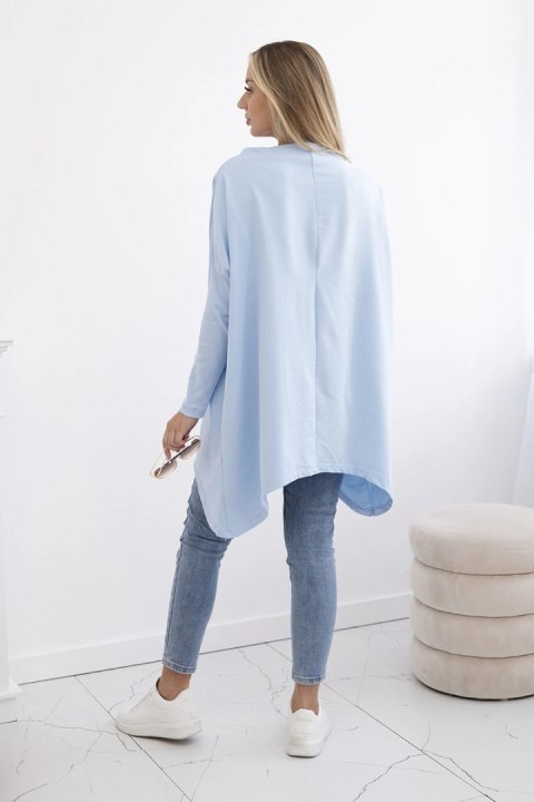 Bluza oversize z asymetrycznymi bokami błękitna uniwersalny