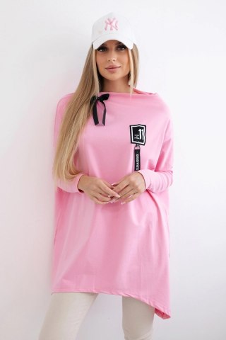 Bluza oversize z asymetrycznymi bokami jasno różowa uniwersalny