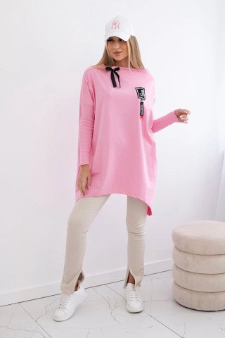Bluza oversize z asymetrycznymi bokami jasno różowa uniwersalny