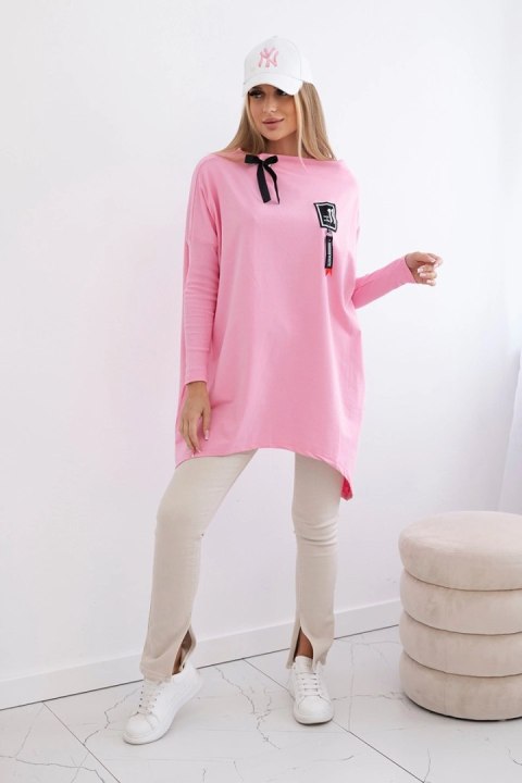Bluza oversize z asymetrycznymi bokami jasno różowa uniwersalny