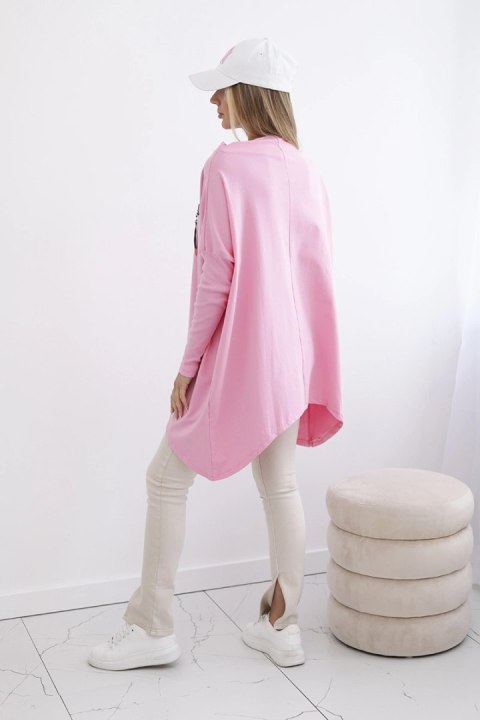 Bluza oversize z asymetrycznymi bokami jasno różowa uniwersalny