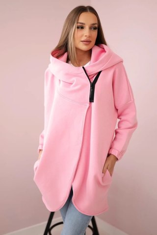 Bluza z krótkim suwakiem pudrowy róż uniwersalny