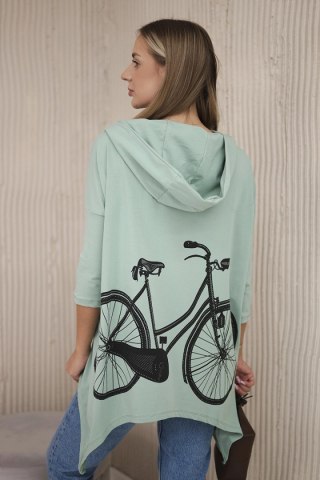 Bluza z nadrukiem roweru ciemno miętowa uniwersalny