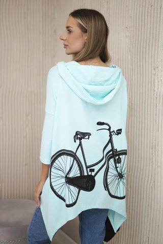 Bluza z nadrukiem roweru miętowa uniwersalny