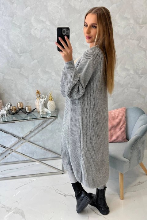Sweter długi kardigan ciemny szary uniwersalny