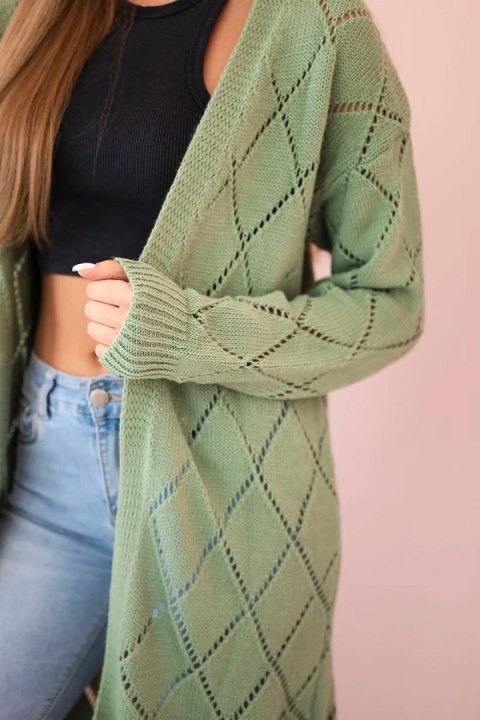 Sweter z geometrycznym wzorem ciemny miętowy uniwersalny