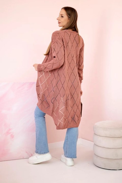 Sweter z geometrycznym wzorem ciemny różowy uniwersalny